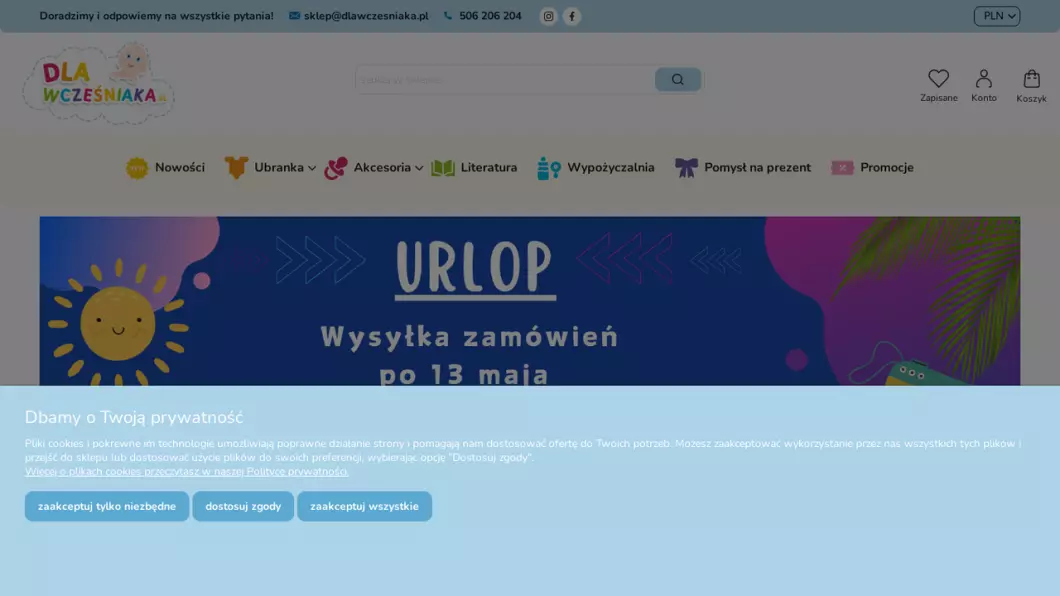 Zrzut ekranu strony Dla Wcześniaka