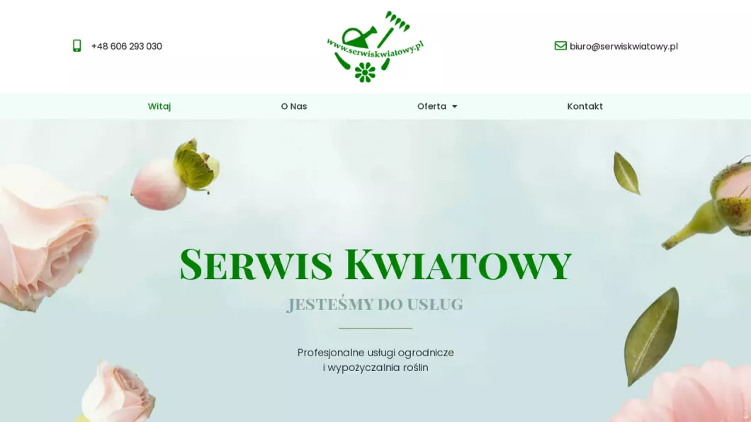 Zrzut ekranu strony Serwis Kwiatowy - Usługi ogrodnicze i porządkowe