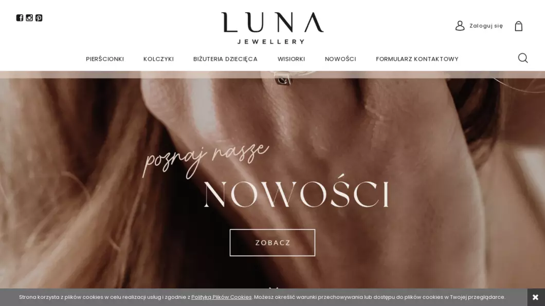 Zrzut ekranu strony Złota biżuteria Luna Jewellery