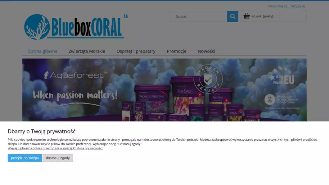 Zrzut ekranu strony Akwarystyka morska BlueBoxCoral