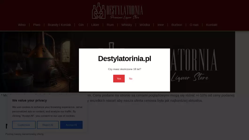 Zrzut ekranu strony Destylatornia